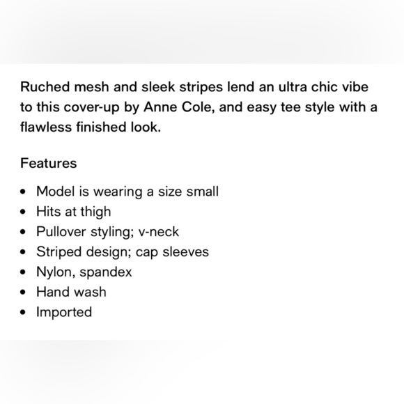 Women's Anne Cole Striped Mesh V-Neck Beach Pool Cover Up Tee Size XS / Small - Picture 16 of 16